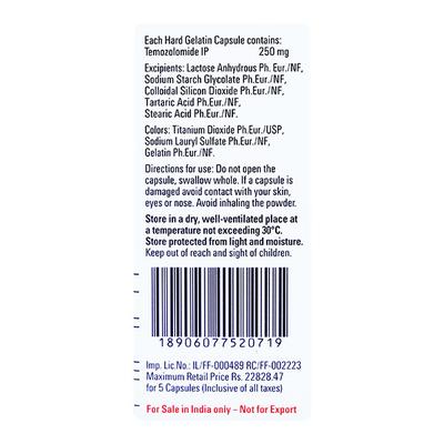 Temodal 250mg Capsule 5'S - Cancer Oncology-Cyt