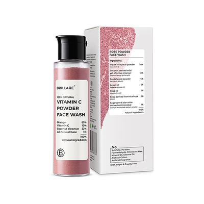 Brillare Rose Powder Face Wash For Well Hydrated, Younger Looking Skin 30 gm - Face Washes