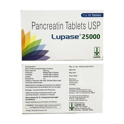 Lupase 25000 Tablet 10'S - Digestion-Dig