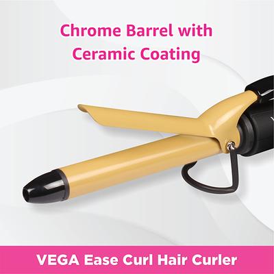 Vega Ease Curl Hair Curler 19 Mm with Ceramic Coated Barrel (VHCH-01) Black 1's - Multi-Stylers