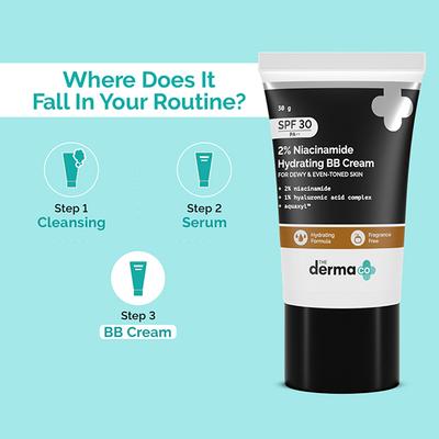 The Derma Co. 2% Niacinamide Hydrating Bb Cream with 1% Hyaluronic Acid Complex & Aquaxyl ,03 - Warm Beige 30 gm - Bb & Cc Creams