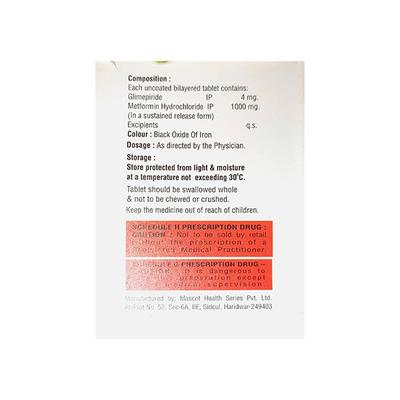 GLIDUM MF 4 1000 SR Tablet 10's - Diabetes-Ant