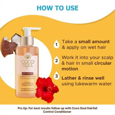 Coco Soul Hair Fall Control Shampoo with 100 % Cold Pressed Virgin Coconut Oil 200 ml - Shampoos