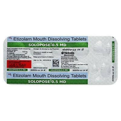 Solopose MD 0.5mg Tablet 10'S - Anxiety-Anx