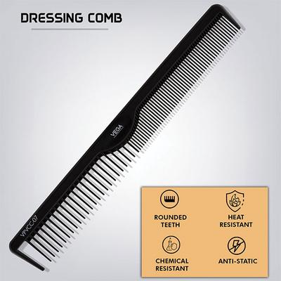 Vega Professional Dressing Comb (Carbon Anti-Static Black Line Hair Comb) (VPVCC-07) 1's - Hair Combs