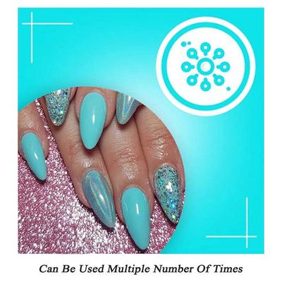 Nails On Board Handmade Press On Gel Nails- Holographic Aqua Blue Medium 50 gm - Nail Care