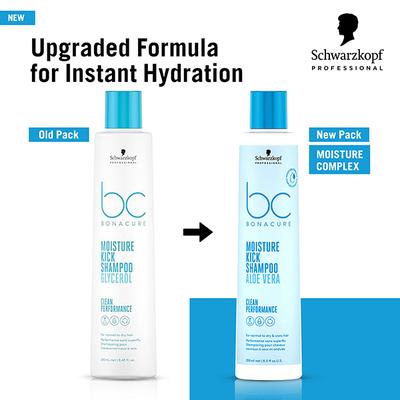 Schwarzkopf Professional Bonacure Moisture Kick Shampoo with Glycerol for Dry Hair with Vegan Keratin 250 ml - Shampoos
