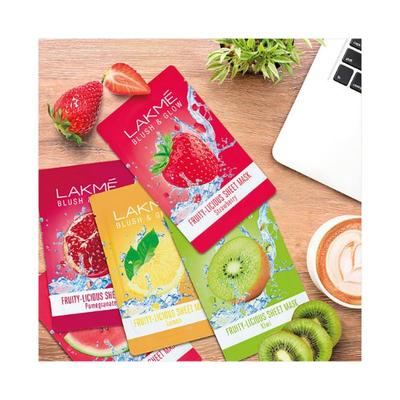 Lakme Blush & Glow Fruity - Licious Strawberry Blast Sheet Mask 25ml - Sheet Masks