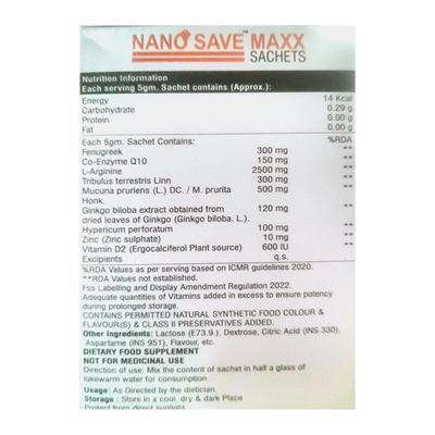 Nano Save Maxx Sugar Free Sachet - Orange Flavour (Pack of 10 x 5 gm) - Multi-Vitamins