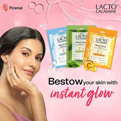 Lacto Calamine Green Tea Face Sheet Mask Instant Hydration Glycolic Acid and D-Panthenol 30 g - Sheet Masks