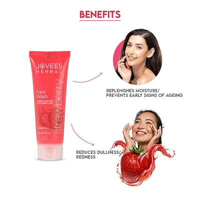 Jovees Herbal Strawberry Facewash for Normal to Dry Skin and Paraben & Alcohol Free 120ml - Face Wash & Cleansers