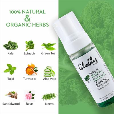 Globus Naturals Kale & Spinach Foaming Cleanser 150 ml - Face Wash & Cleansers