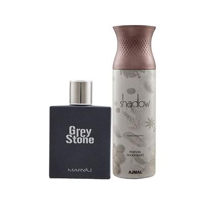 Maryaj Grey Stone EDP Aromatic Woody Perfume For Me And Ajmal Shadow Homme Deodorant Citrus Woody Fragrance 300 ml - Men Perfumes (Edt/Edp)