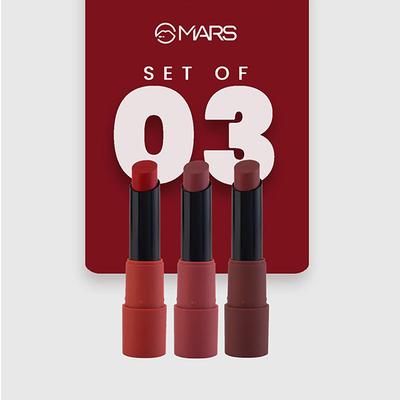 MARS Matte Lipsticks Box (3.2 X 3g) - 01 Reds and Maroons 1's - Lipsticks