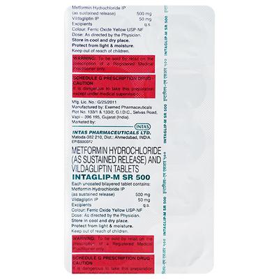 INTAGLIP M SR 500 Tablet 10's - Diabetes-Ant
