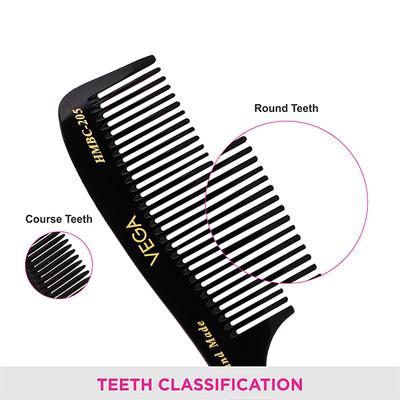 Vega Handcrafted Black Comb (HMBC - 205) 1's - Hair Combs
