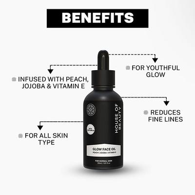 House of Beauty Super Fruit Glow Oil with Peach+Jojoba-All Skin Type For Massage & Primer 30ml - Face Oils