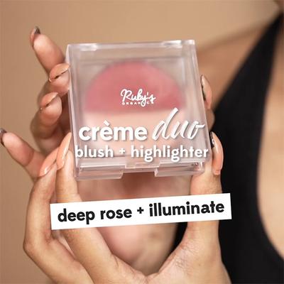 Ruby'S Organics 2 In 1 Creme Highlighter & Blush Duo - Illuminate + Deep Rose 9 gm - Face Palettes