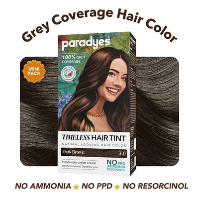 Paradyes Permanent Mini Dark Brown Timeless Hair Tint for Complete Grey Coverage Dark Brown 60 gm - Crème