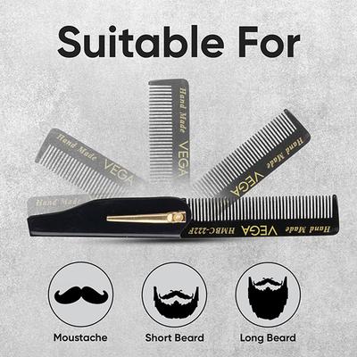 Vega Beard Comb for Men, Black (VC2HMBC-222F) 2's - Hair Combs