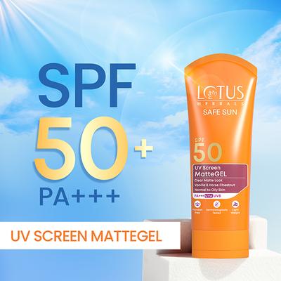 Lotus Herbals Safe Sun Uv Screen Mattegel Pa+++ Spf-50 100 Gm - Face Sunscreen