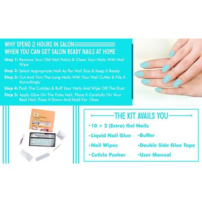 Nails On Board Handmade Press On Gel Nails- Pastle Aqua Blue Small 50 gm - Nail Care