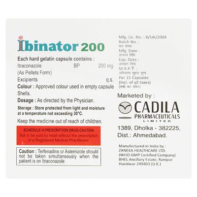 IBINATOR 200 Capsule 15's - Fungal Infections-Anf