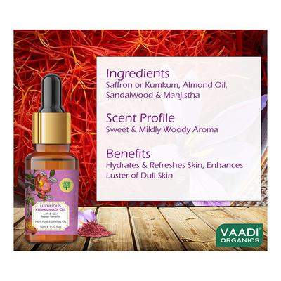 Vaadi Herbals 100% Pure Essential Oil - Luxurious Kumkumadi 10 ml - Essential Oils