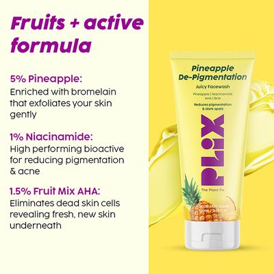 Plix The Plant Fix 5% Pineapple Foaming Face Wash And Serum For Pigmentation & Dark Spots 100 ml - Face Wash & Cleansers
