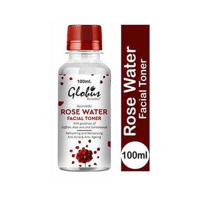Globus Remedies Ayurvedic Rose Water Facial Toner With Goodness Of Saffron, Aloe Vera & Sandalwood 100 ml - Toners