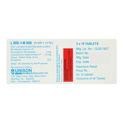 L DIO 1 M KID Tablet 10's - Allergies-Ant