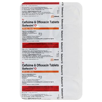 Safexim O 200/200mg Tablet 10'S - Bacterial Infections-Cep