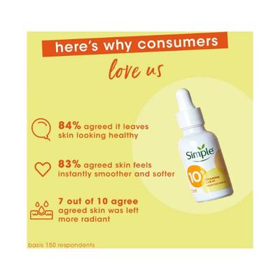 Simple Booster Serum 10% Vitamin C+E+F For Youthful Glowing Skin 30 ml - Face Mists