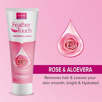VI-John Feather Touch Hair Removal Cream Rose & Aloevera Tube for Normal Skin 110 gm - Shaving Creams
