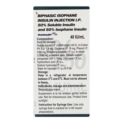 Huminsulin 50/50 40IU Injection 1X10ml - Diabetes-Ins
