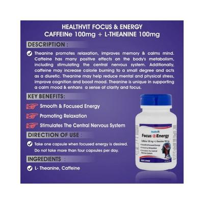 Healthvit Focus & Energy Caffeine- Capsules 60's - General Health