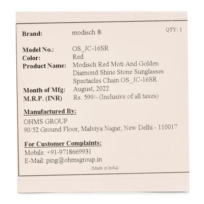 Modisch Red Moti And Golden Diamond Shine Stone Sunglasses Chain (JC-16Sr) 1's - Wearables Sunglasses