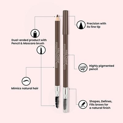 Miss Claire Waterproof Eyebrow Pencil 03 Medium Brown (Mascara Brush) 1.4 Gm - Eyebrow Pencils & Enhancers