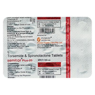 SEMITOR PLUS 20 Tablet 15's - Hypertension-Diu