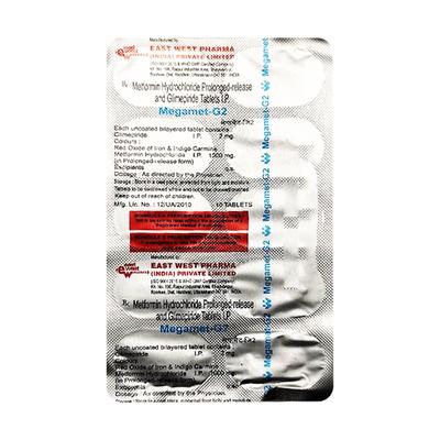 Megamet G 2mg Tablet 10'S - Diabetes-Ant