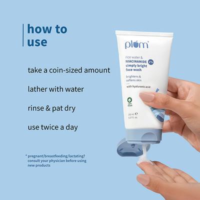 Plum 2% Niacinamide Face Wash With Rice Water For Bright, Soft Skin Gentle,Non-drying formula 150 ml - Face Wash & Cleansers