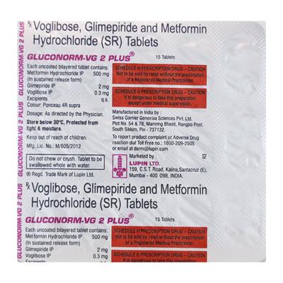 GLUCONORM VG PLUS 2mg Tablet 15's - Diabetes-Ant