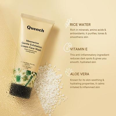 Quench Botanics Rice Water & Vitamin E Face Wash for Gentle Exfoliation 100 ml - Scrubs & Exfoliants