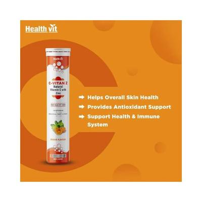 Healthvit C-Vitan-Z Natural Vitamin C and Zinc - Effervescent Tablets (Orange Flavour) 20's - Multi-Vitamins