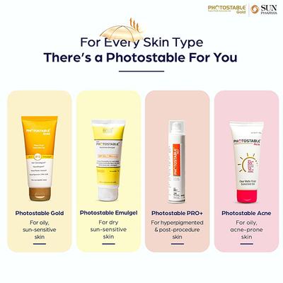 Photostable Gold SPF 55 PA +++ Matte Finish Sunscreen Gel 50gm - Sunscreen Preparations-Emo