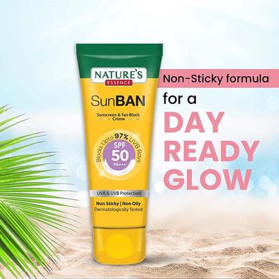 Nature'S Essence Sunban Spf 50 Pa+++ Sunscreen & Tan Block Creme 120 ml - Face Sunscreen