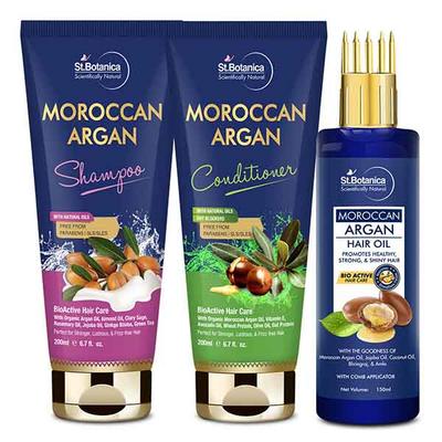 St.Botanica Shampoo 200 ml + Conditioner 200 ml + Hair Oil 150 ml - Moroccan Argan - Shampoos