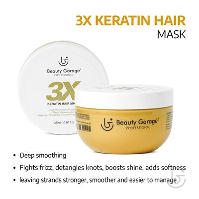 Beauty Garage 3X Keratin Hair Mask 225 ml - Hair Masks & Packs