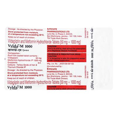 VYLDA M 1000mg Tablet 10's - Diabetes-Ant