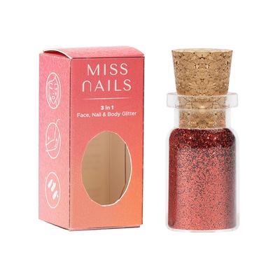 Miss Nails 3 In 1 Glitter Red Forever 7 5 gm - Nail Polish